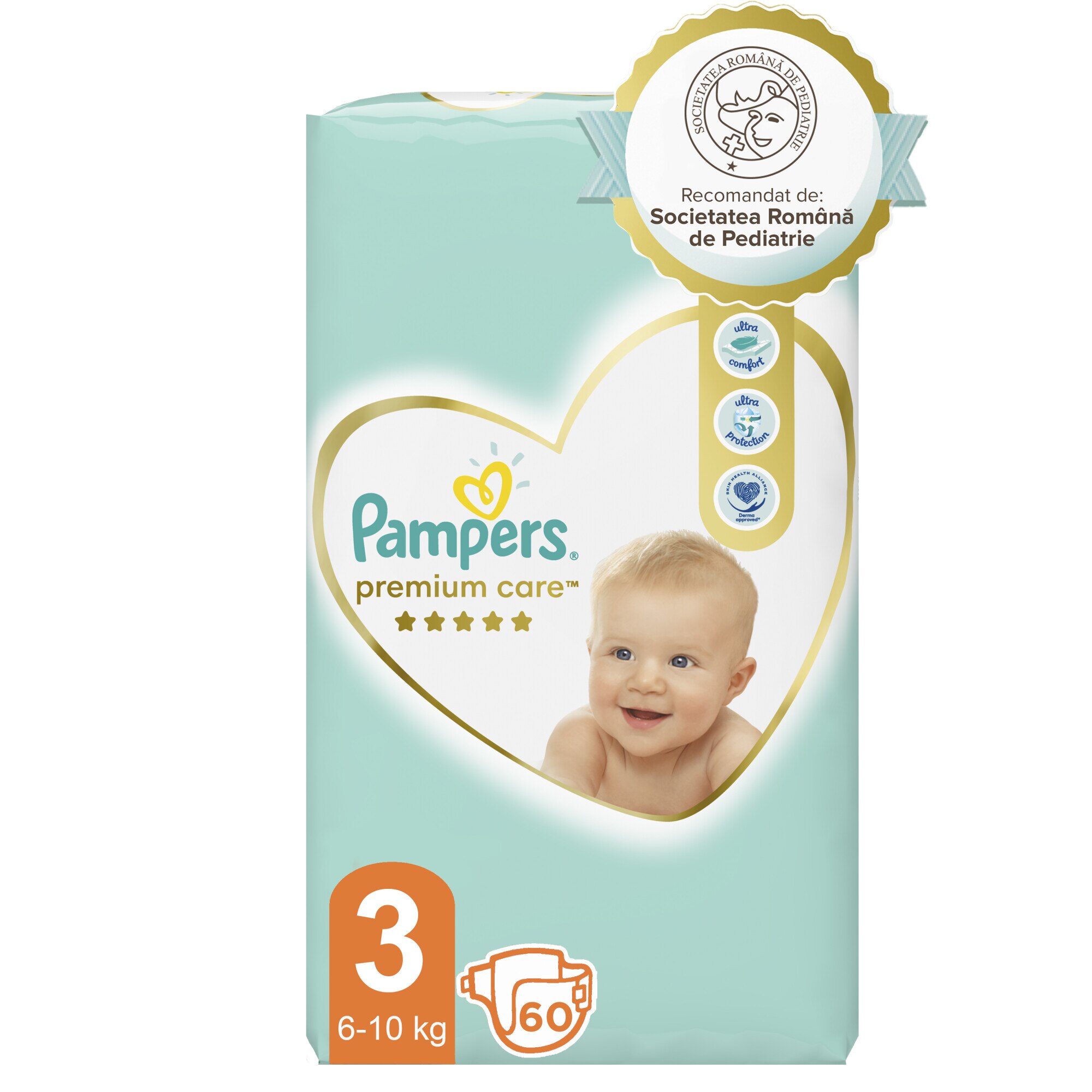 Scutece Pampers Premium Care Value Pack Marimea 3, 6-10 kg, 60 buc
