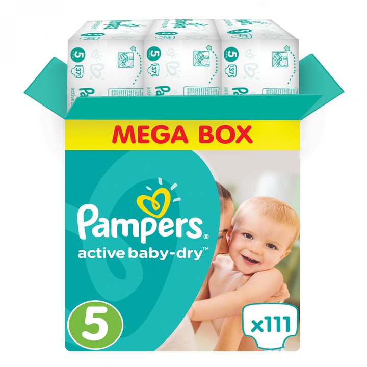 Scutece Pampers Active Baby 5 Junior Mega Box 111 buc