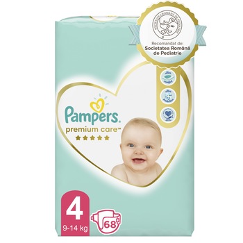 Scutece Pampers Premium Care Jumbo Pack Marimea 4, 9-14 kg, 68 buc Scutece Pampers Premium Care Jumbo Pack Marimea 4, 9-14 kg, 68 buc