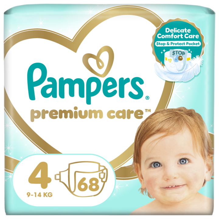 Pampers Premium Care pelenka, Maxi 4, 9-14 kg, Jumbo Pack, 68 db