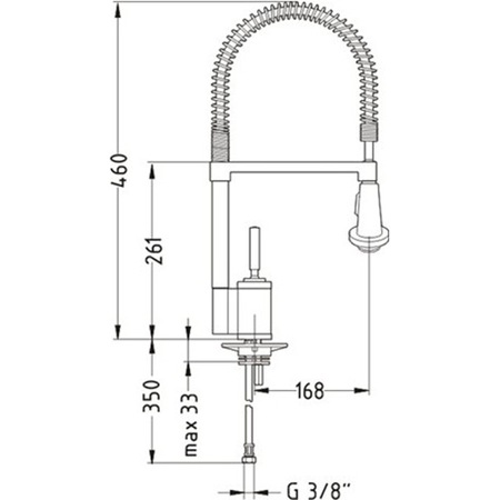 Baterie Alveus BILLY, cu monocomanda, dus extractibil, finisaj cromat, rotatie tija la 360 grade