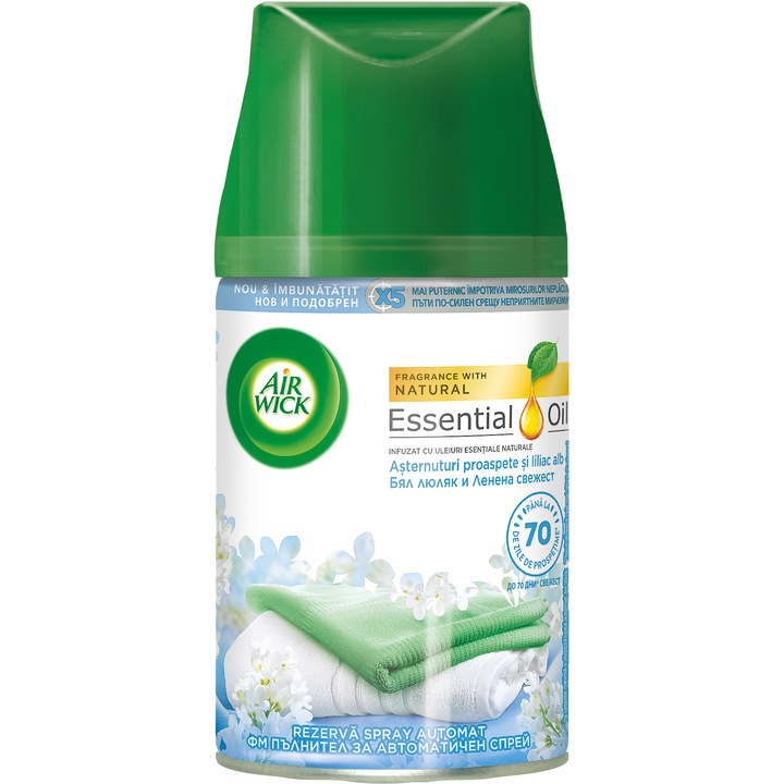 Rezerva odorizant automat de camera Air Wick Freshmatic Asternuturi proaspete si Liliac alb 250ML