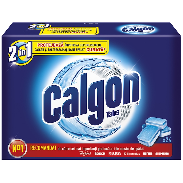 Tablete anticalcar Calgon 2 in 1 Protect & Clean, 24 tablete