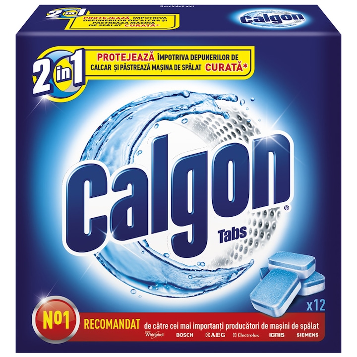 Tablete anticalcar Calgon 2 in 1 Protect & Clean, 12 tablete