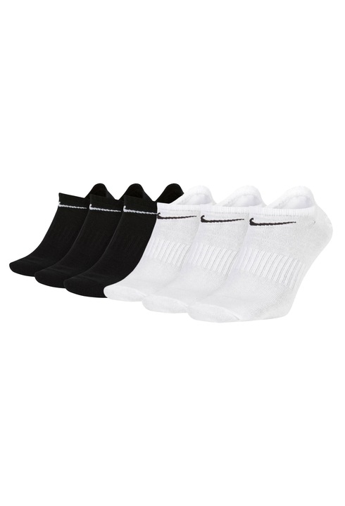 Nike, Set de sosete unisex pana la glezna - 6 perechi, Alb/Negru