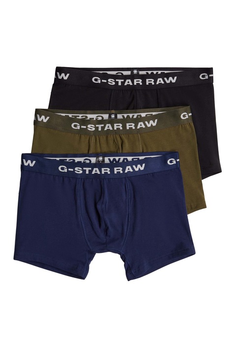G-STAR, Set de boxeri din amestec de bumbac - 3 perechi, Verde/Negru/Albastru
