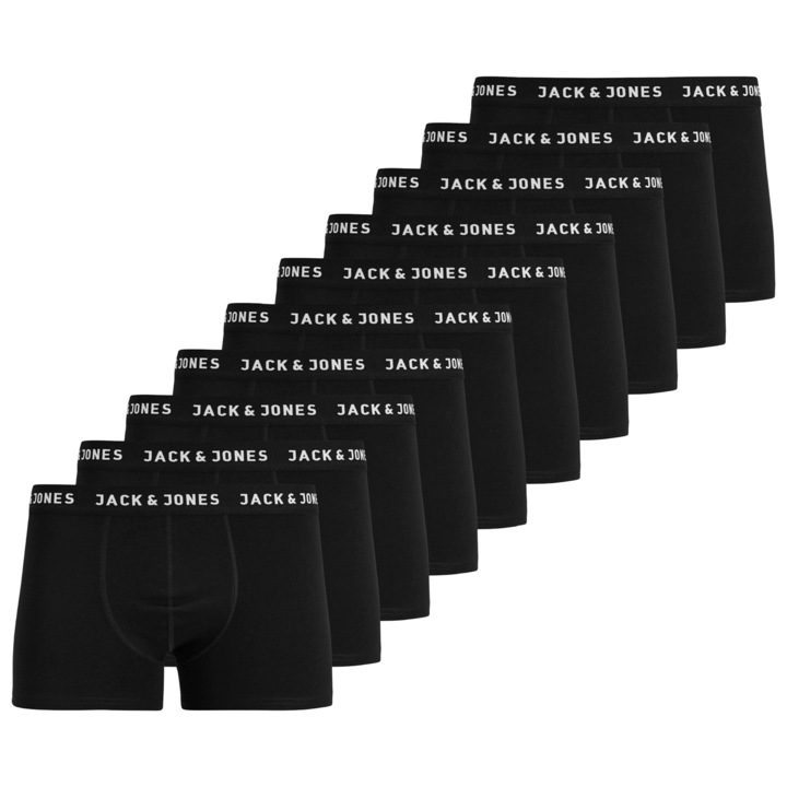 Jack & Jones, Set de boxeri din amestec de bumbac - 10 perechi, Negru