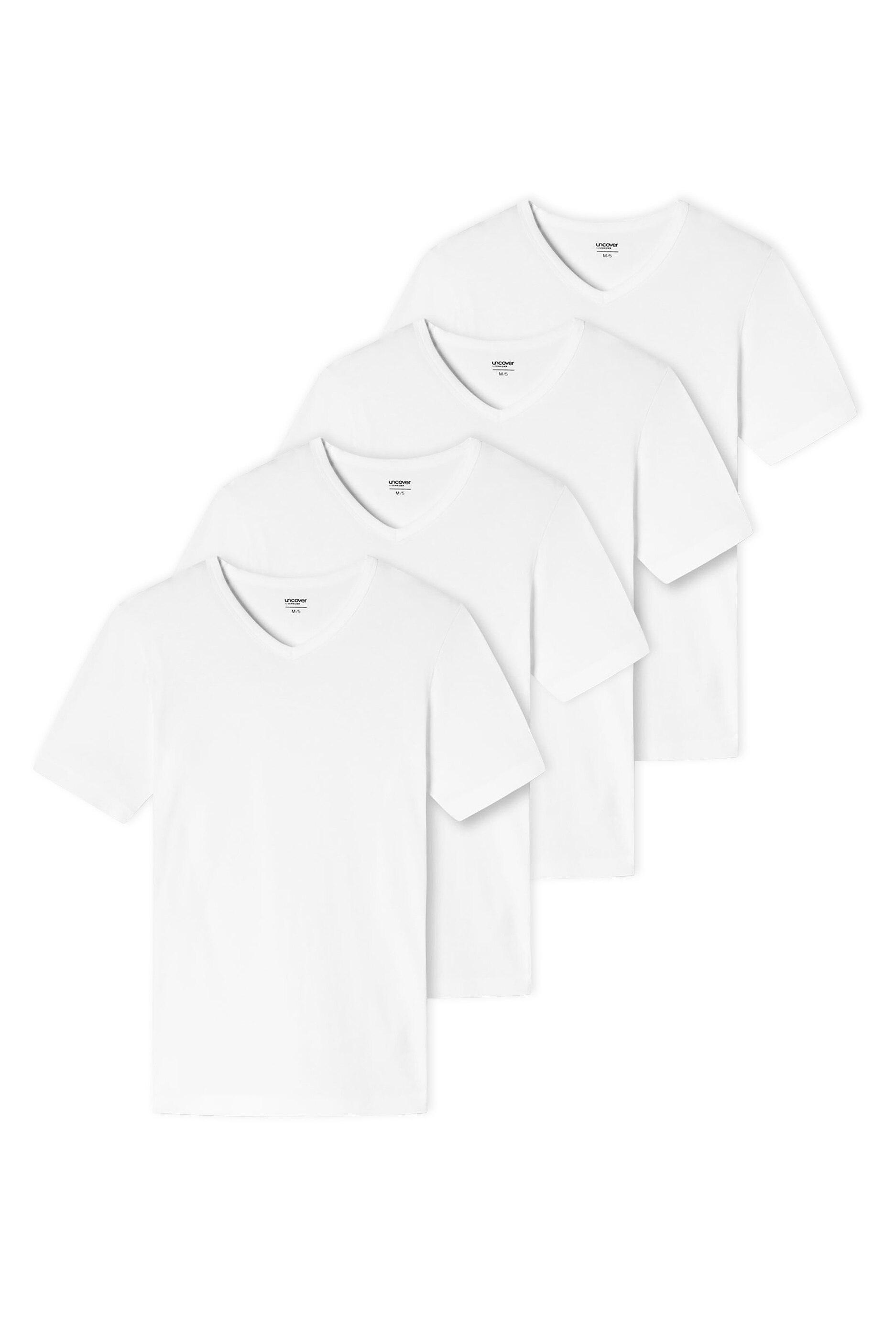 Uncover by Schiesser, Set de tricouri cu decolteu in V - 4 piese, Alb, M