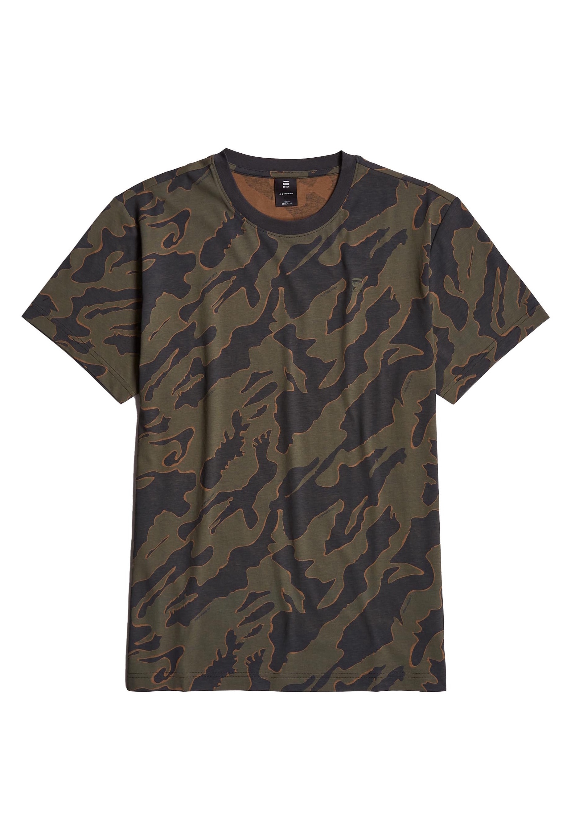 G-STAR, Tricou regular fit din bumbac organic 32707, Verde, Negru, L