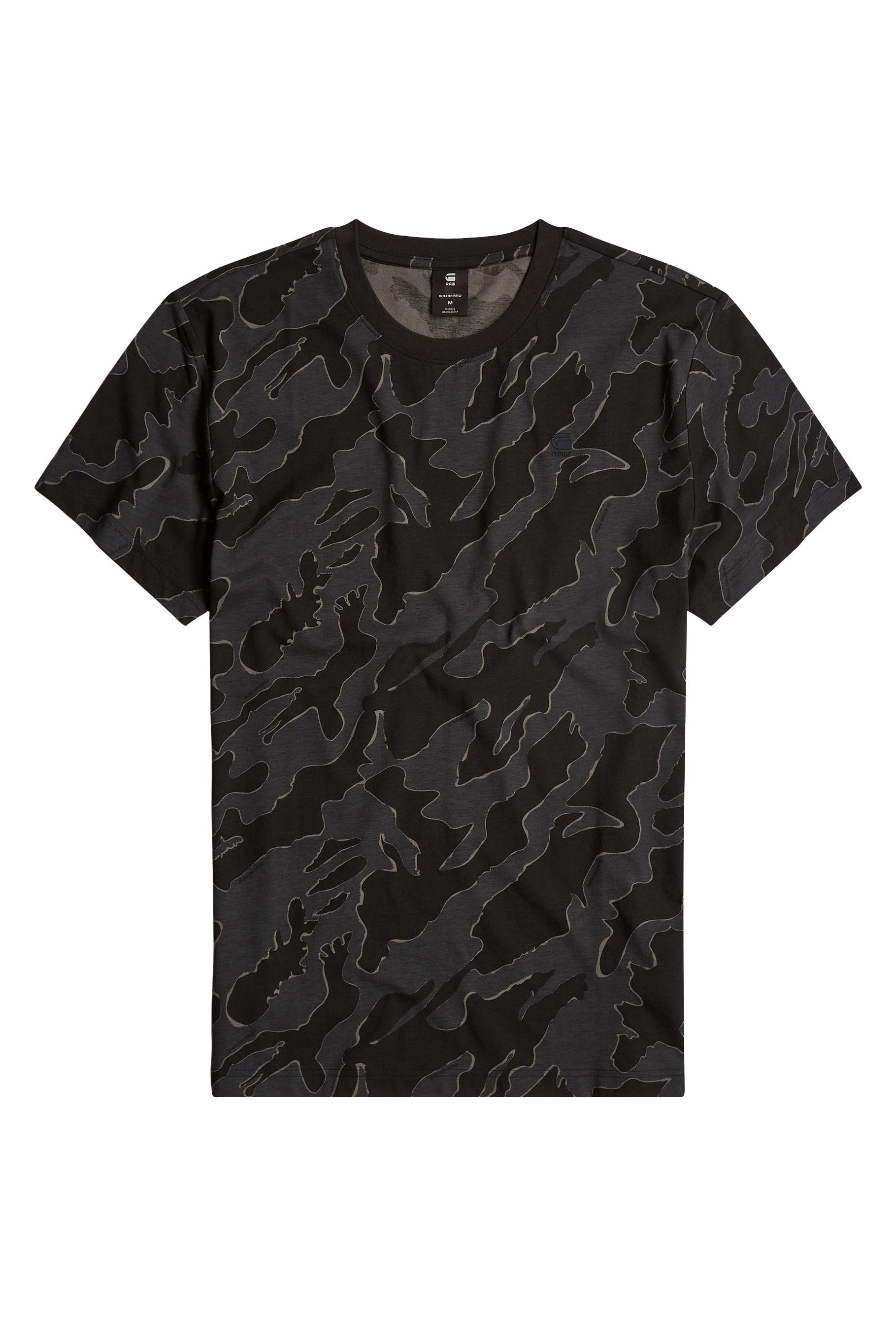 G-STAR, Tricou regular fit din bumbac organic 32707, Negru, Gri, M