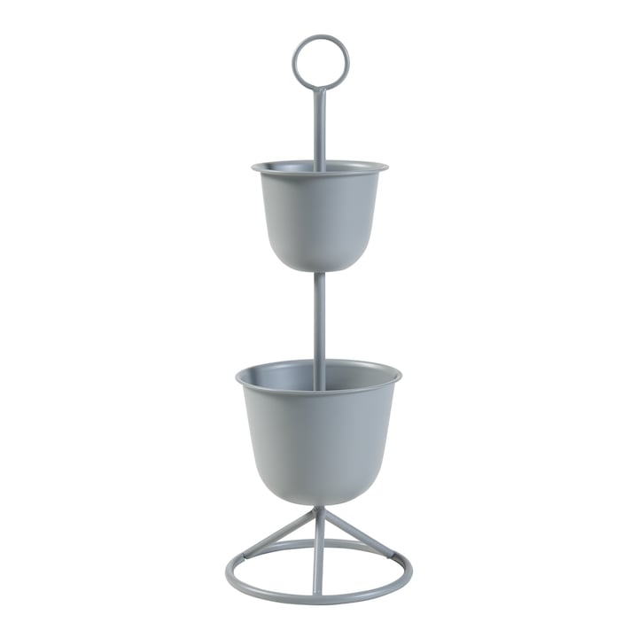 [en.casa] Virágtartó állvány PXFF-0168 Alphen 76, 5x26cm fém szürke 2 kaspóval