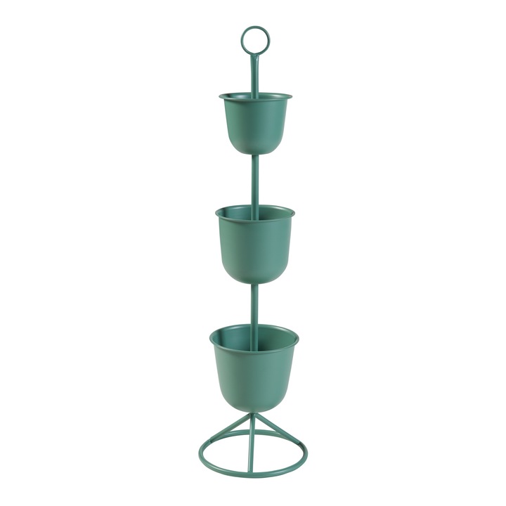 [en.casa] Virágtartó állvány PXFF-0164 Alphen 110x28cm fém zöld 3 kaspóval
