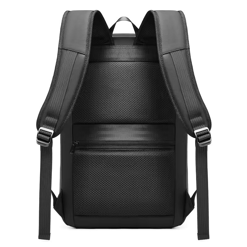 Rucsac laptop 15.6" business cu carcasa rigida din material impermeabil EVA, cu cifru antifurt, port de incarcare USB, GETICS, 30x8x45 cm, Negru