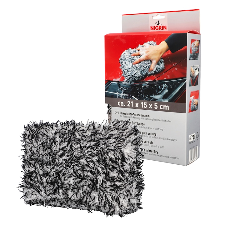 Burete spalat auto din microfibre, Nigrin Performance, 21 x 15 x 5 cm