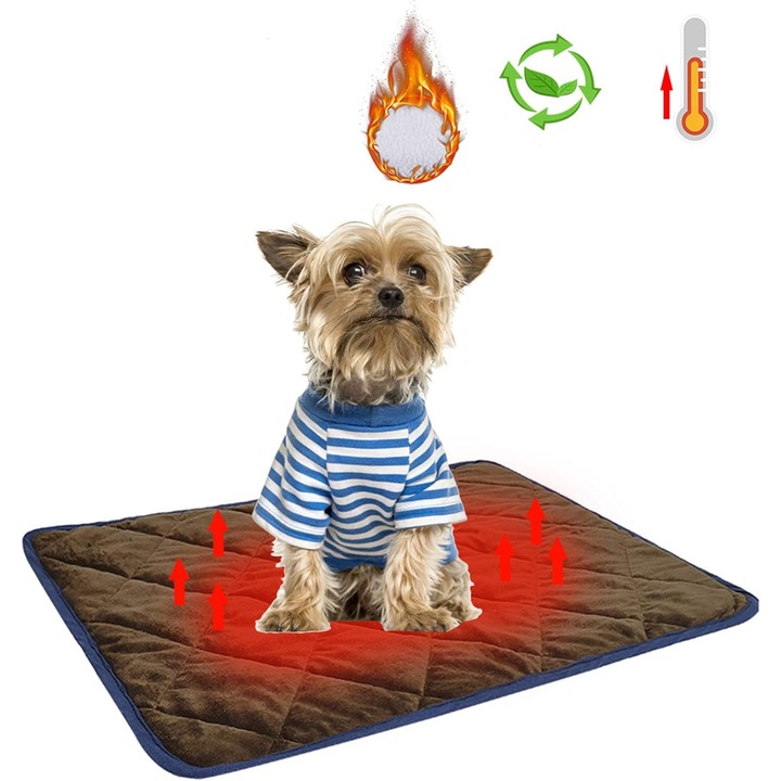 Culcus autoincalzitor pentru animale, 58x88cm, multicolor