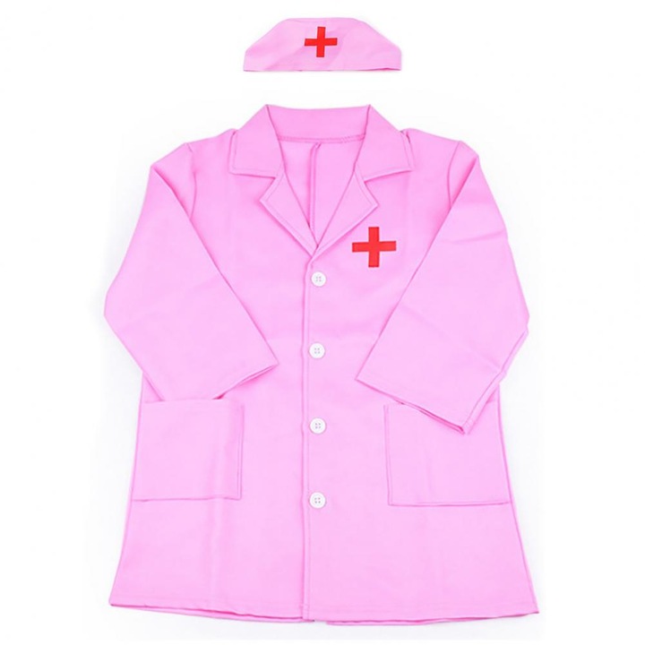 Costum de doctor pentru copii, joc de rol 3-9 ani, roz