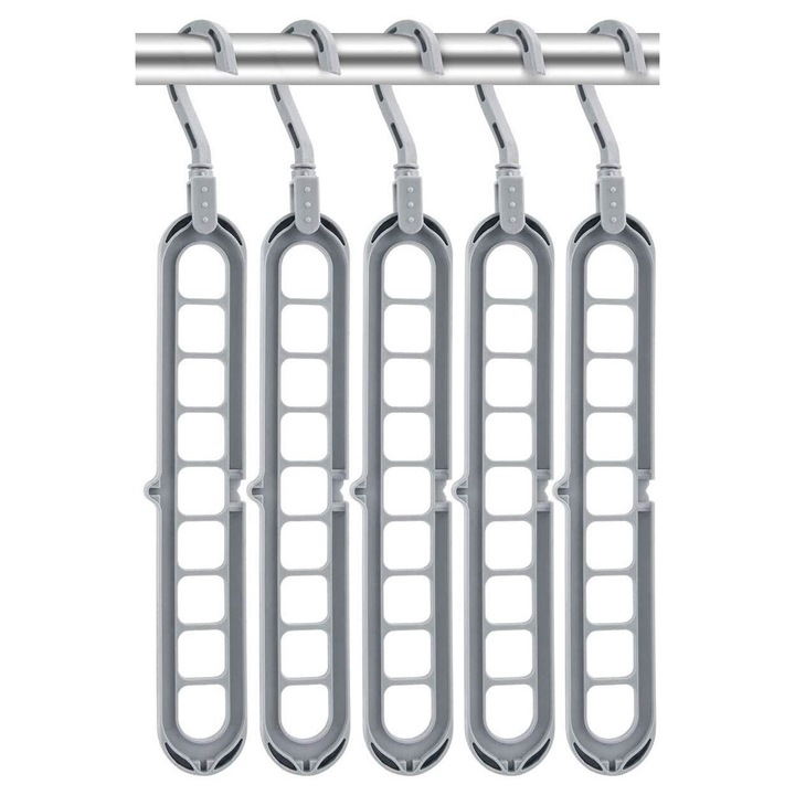 Set 5 Umerase Pliabile, Polipropilena, Economisire Spatiu, 33.5 x 18 cm, Gri