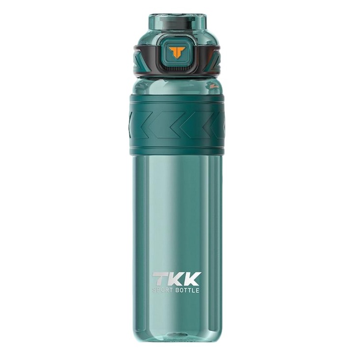 Sportvizes palack Tritan TKK 1000ml, zöld, automata nyitás, szívószálas vagy közvetlenül az üvegből ivó üzemmód, tealeválasztó, fogantyús csésze, szilikon tömítőgyűrű
