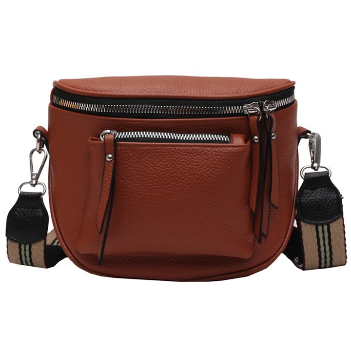 Jormftte női válltáska, fehér/piros/fekete/barna, 2 rekeszes, 19.5x16.5x8.5cm