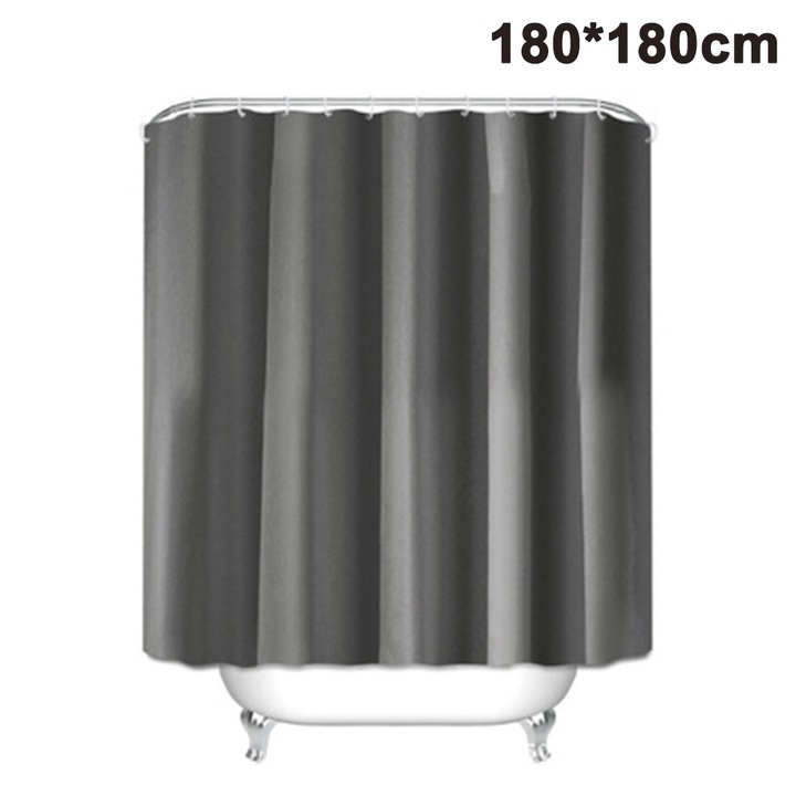 Perdea de dus impermeabila, poliester, 180x180cm, set cu 12 carlige