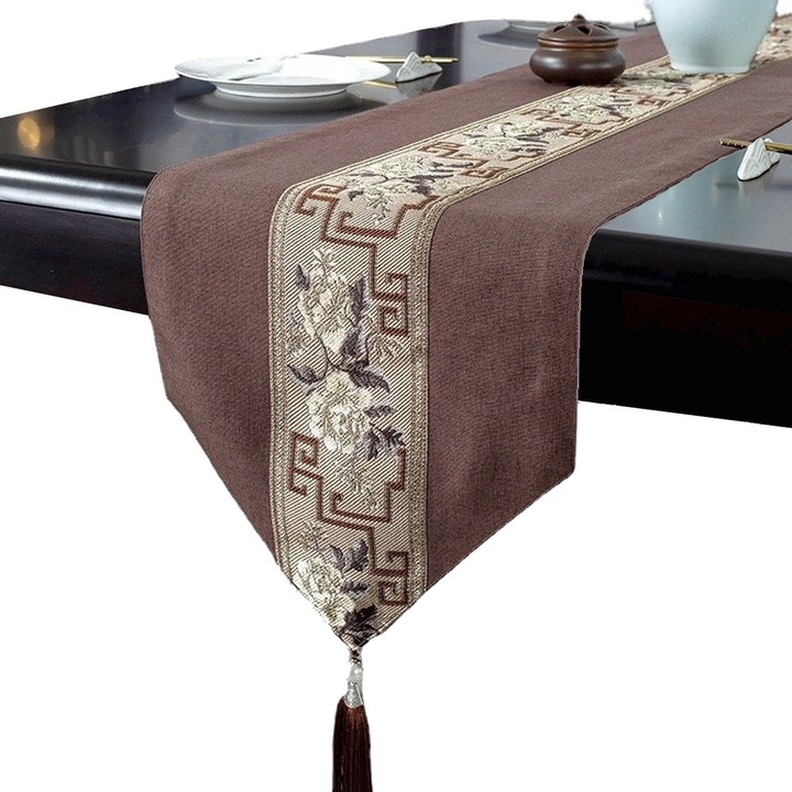 Napron masa, Textil, Rezistent la pete, 33 x 230 cm, Maro