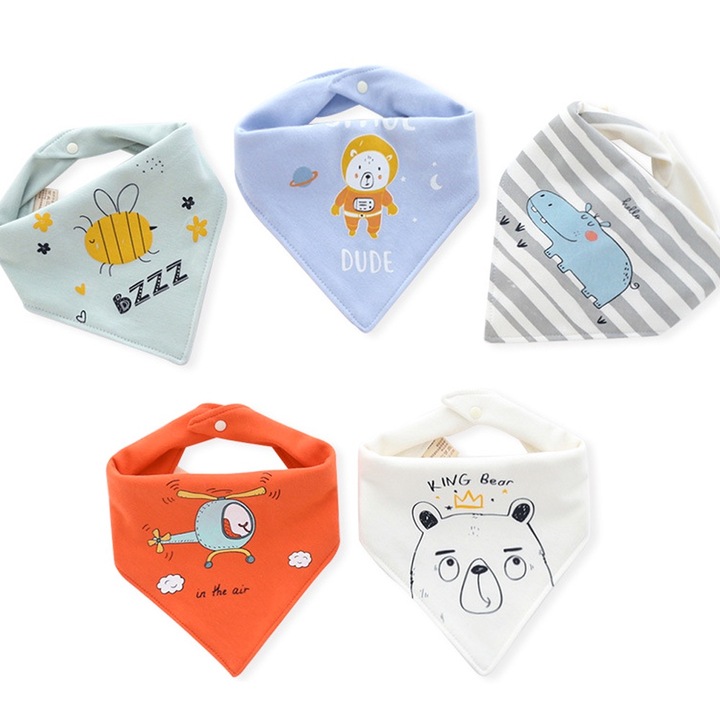 5 db-os előke készlet babáknak, QttvbTna, kétrétegű pamut, állítható, többszínű