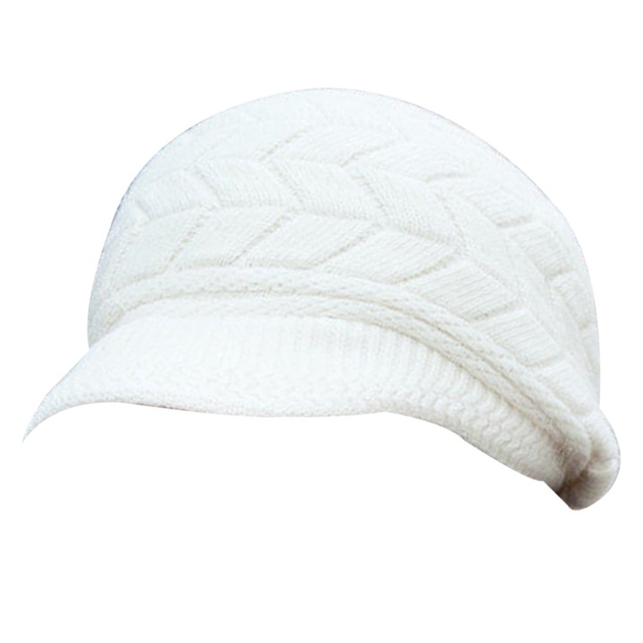 Jormftte téli női sapka, alkalmi modell napellenzővel, fehér, univerzális méret