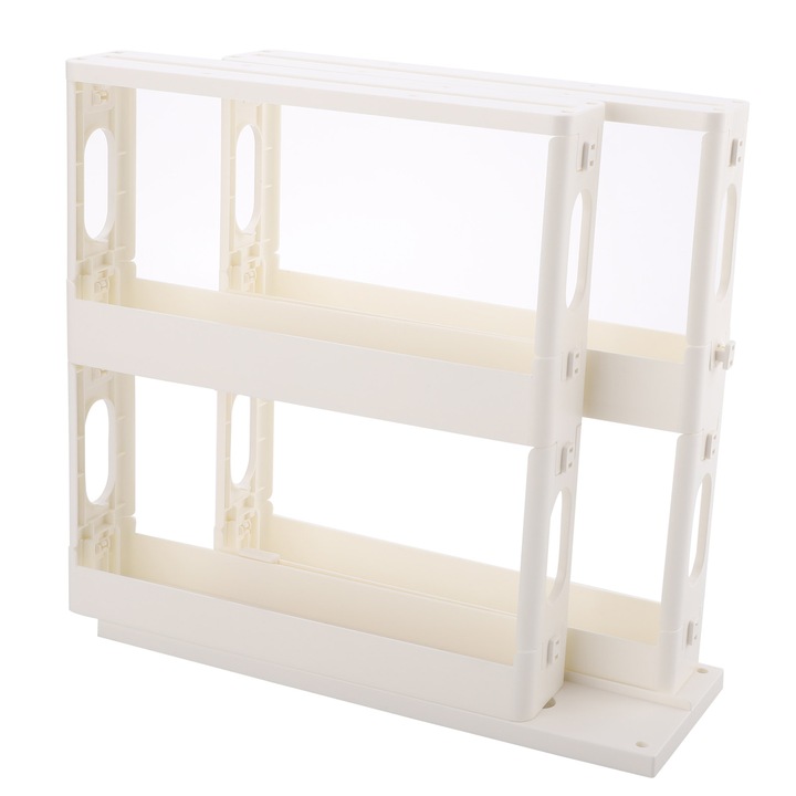 Raft extensibil pentru condimente, organizator multifunctional, rotativ, alb, fara gaurire
