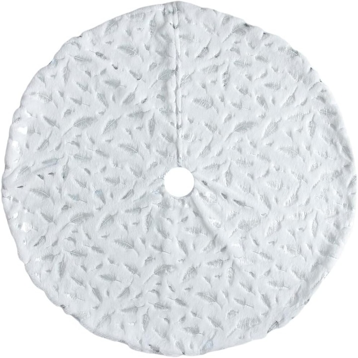 Covoras Pom de Craciun, alba, design fulgi de nea, 90cm