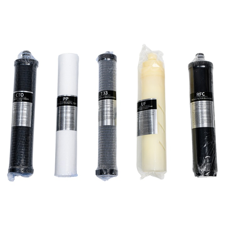 Set 5 filtre de schimb Filtrex H501 pentru sistem profesional de filtrare a apei cu 5 etape de filtrare, 0.01 microni