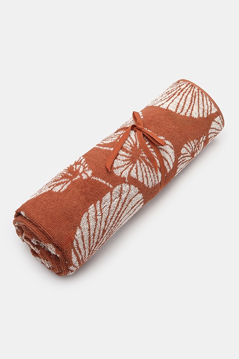 Penti, Prosop de bumbac cu model, Alb, Maro scortisoara