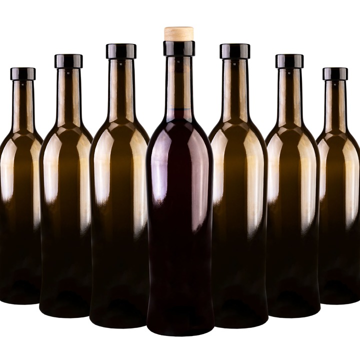 Sticle De Sticla, Superbutelki, Toscana, 500 ml, Forma Eleganta, Cu Dopuri Naturale Colmatate, Pentru Lichioruri, Pentru Vin, 29 cm Inaltime, 486 G Greutate, Incolora, 30 Buc