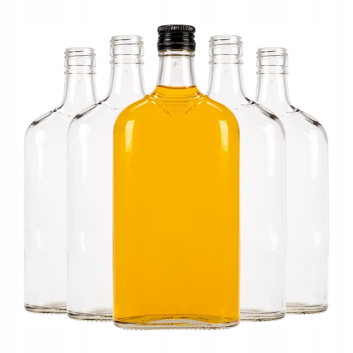 Sticla Decorativa, Superbutelki, Plata, 500 ml, Sticla Solida, Groasa, Aspect Elegant, Pentru Lichioruri, Vodca, Sucuri, Ca Si Idee De Cadou, Inaltime 22.5 cm, Latime 9.5 cm, Greutate 380 G, 5 Buc