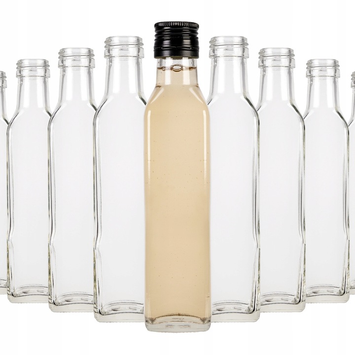 Set Sticla Marasca 250 ml Cu Capac, Superbutelki, Sticla, 250 ml, Productie De Inalta Calitate, Usor De Curatat, Durabil, Inaltime 21.5 cm, Latime 4.5 cm, 21.5 x 4.5 cm, Transparent