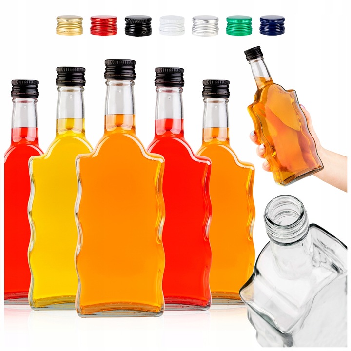 Sticla Decorativa, Superbutelki, Fala, 500 ml, Forma Unica Ondulata, Sticla De Inalta Calitate, Pentru Lichioruri, Lichioruri, Bimber, Sucuri, Inaltime 23.5 cm, Latime 8.6 cm, Greutate 395 G, 50 Buc