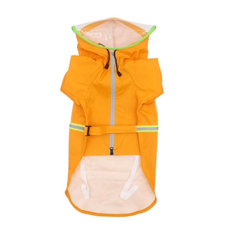 Pelerina de ploaie pentru caini, reflectorizanta, impermeabila, cu gluga, galben, 2XL/3XL/5XL