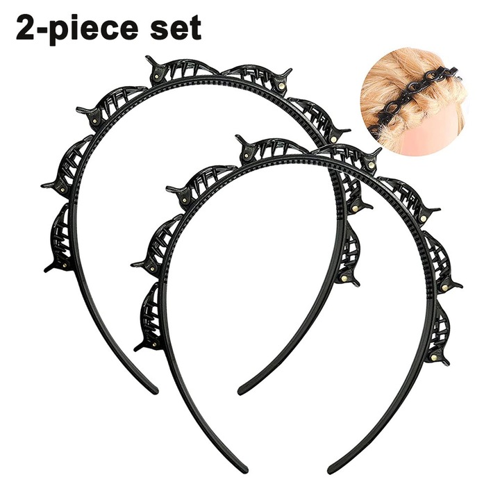 Set 2 buc Bentite auxiliare pentru coafat, plastic, negru, maro