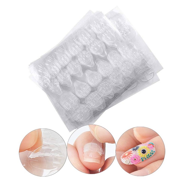 50 de coli autocolante pentru unghii, lipici pe doua fete transparent pentru unghii false, banda de gel de jeleu, file adeziva, rezistente la apa, flexibile, unghii false, sfaturi pentru manichiura, combinatie 3