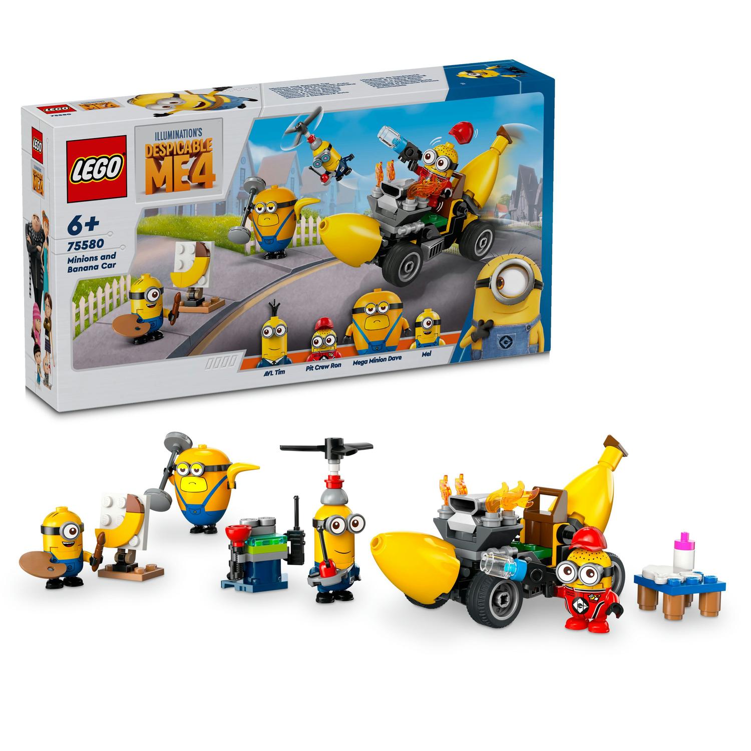 LEGO® Minions - Despicable Me - Minionii si masina-banana 75580, 136 piese