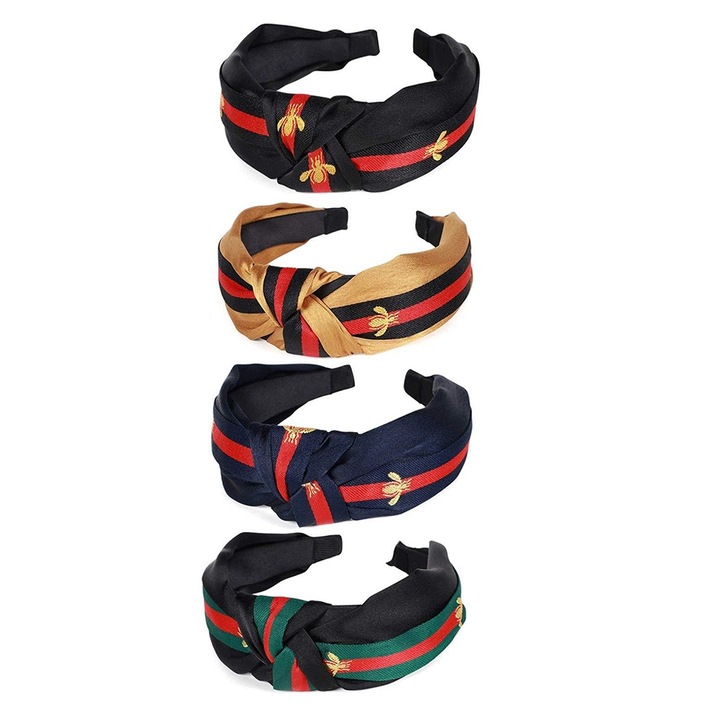 Set 4 Bentite, Satin si Paie, Elastic, Multicolor