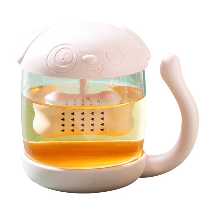 Tea infuser bögre, boroszilikát üveg, QttvbTna, állatmintás, átlátszó