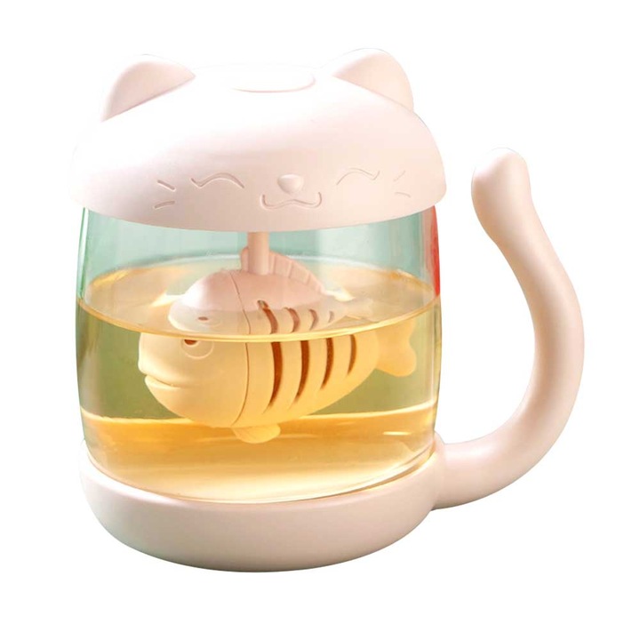 Cana QttvbTna cu infuzor pentru ceai, model animalut, sticla borosilicata