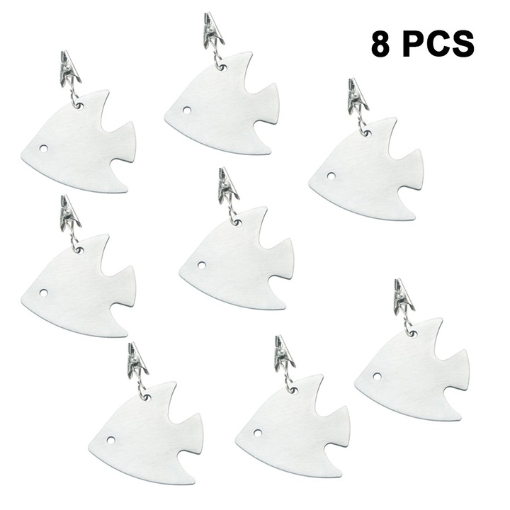 Комплект от 8 тежести за покривка, форми на листа, морска риба, пеперуда, инокс