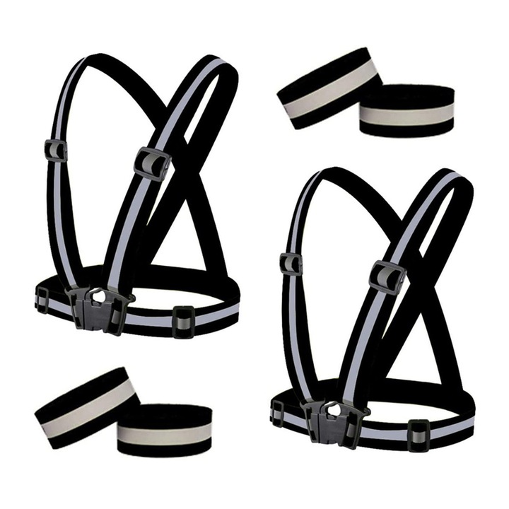 QttvbTna комплект аксесоари за спорт на открито, 2 ленти, 4 гривни, черен