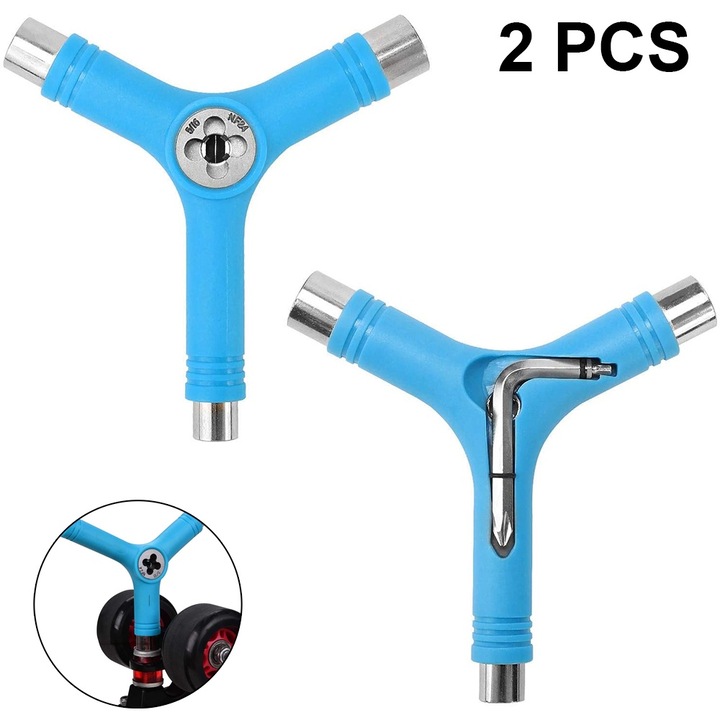 Cheie Y pentru skateboard, albastru, 128x123mm, 2 bucati