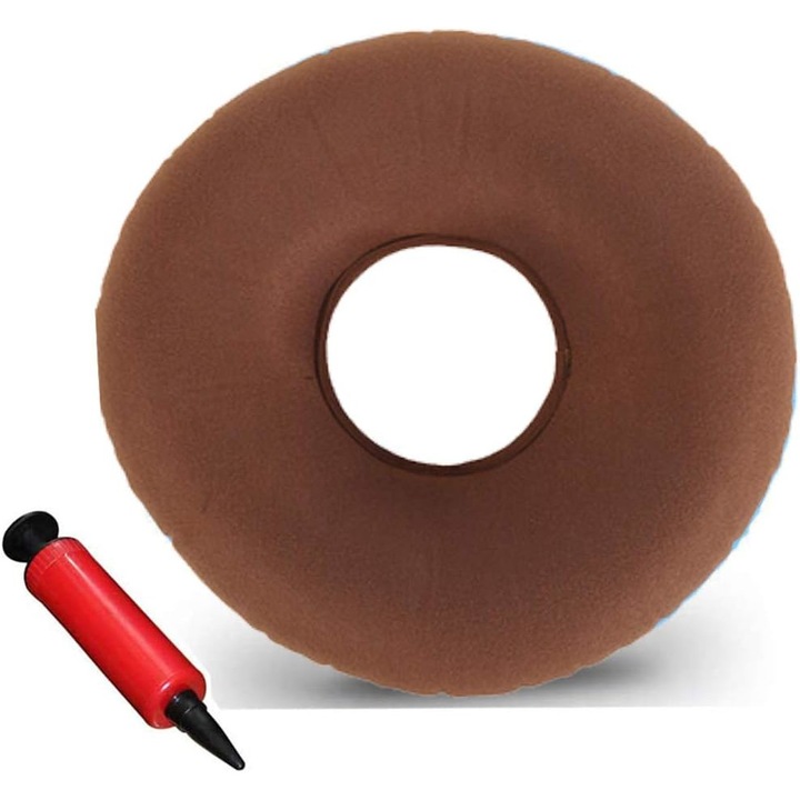 Perna ortopedica gonflabila, maro, 38x11cm, PVC, pompa inclusa