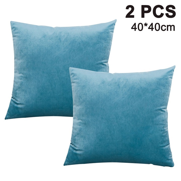 Set de 2 huse decorative pentru perne din catifea, gri, cafea inchisa, albastru inchis, 40x40cm, 45x45cm, 50x50cm