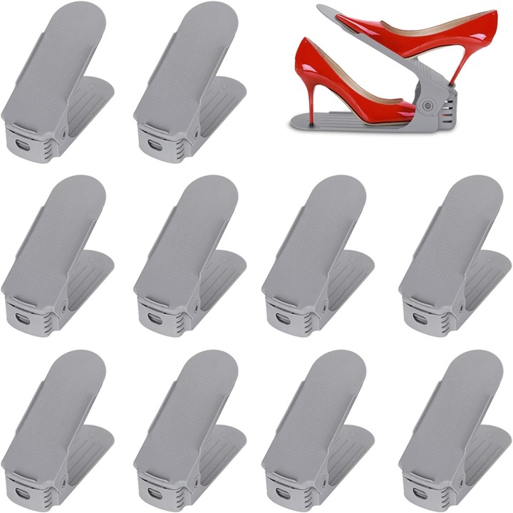 Set 8 organizatoare pentru incaltaminte, gri, 25x9.5x18cm