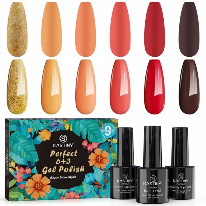 Set de Manichiura cu Gel UV Velixo®, 6 x Gel Color, Base Coat, Top Coat Mat si Lucios, Nuante Naturale, Non-Toxice, Multicolor