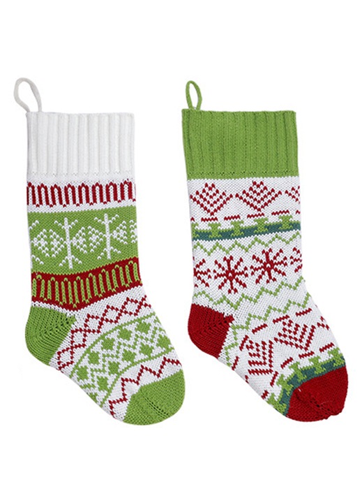 Set decorativ Craciun, ciorapi tricotati, design Mos Craciun, multicolor, 5x10m